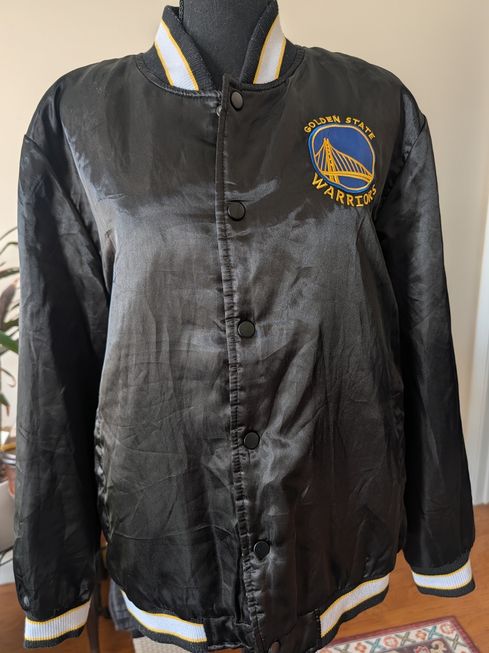 Black Satin Varsity Jacket